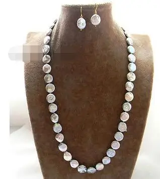 

Free Shipping >> zsfq new 28'' 14mm Gray Coin Freshwater Pearl Necklace