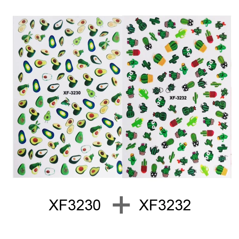 XF3230-XF3232 Addfavor, 2 шт, цветок, лист, милый стикер для ногтей, самоклеющиеся 3D наклейки для дизайна ногтей, наклейка, летнее украшение для ногтей для женщин, девочек, детей - Цвет: XF3230-XF3232