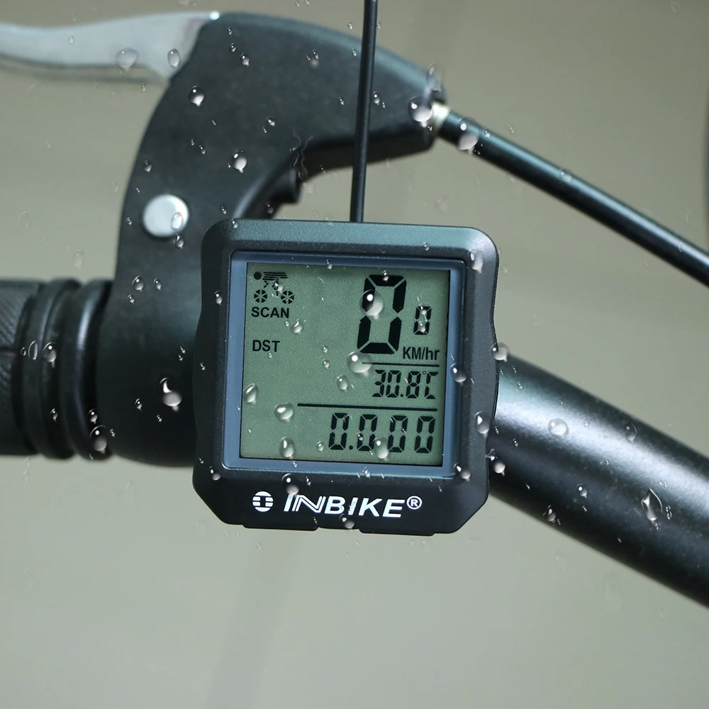 Computer Bicycle Wireless Computer Bicycle Speedometer Digital Odometer Stopwatch Thermometer LCD Backlight Waterproof Black