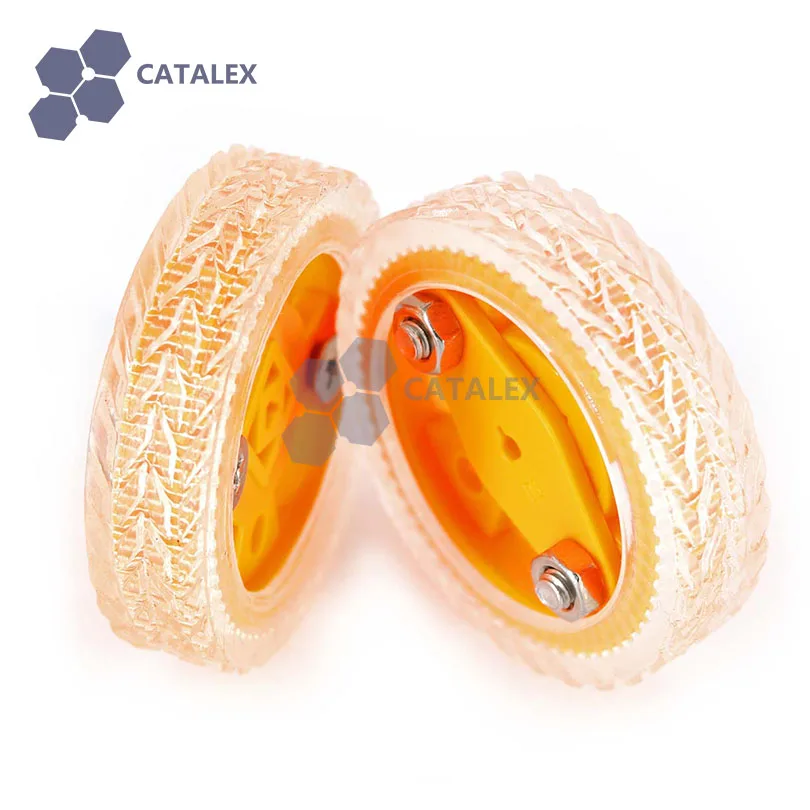 

Smart Car Model 47x12mm Wearable Rubber Wheel for N20 Gear Motor - Yellow + Translucent White (2PCS)