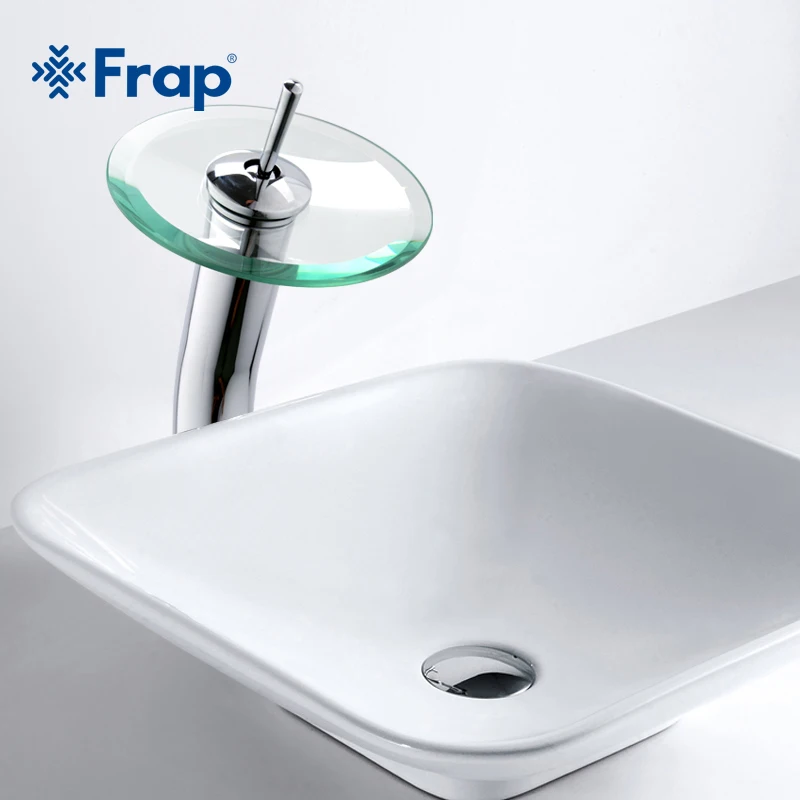 FRAP Brass circle waterfall Glass Bathroom Basin