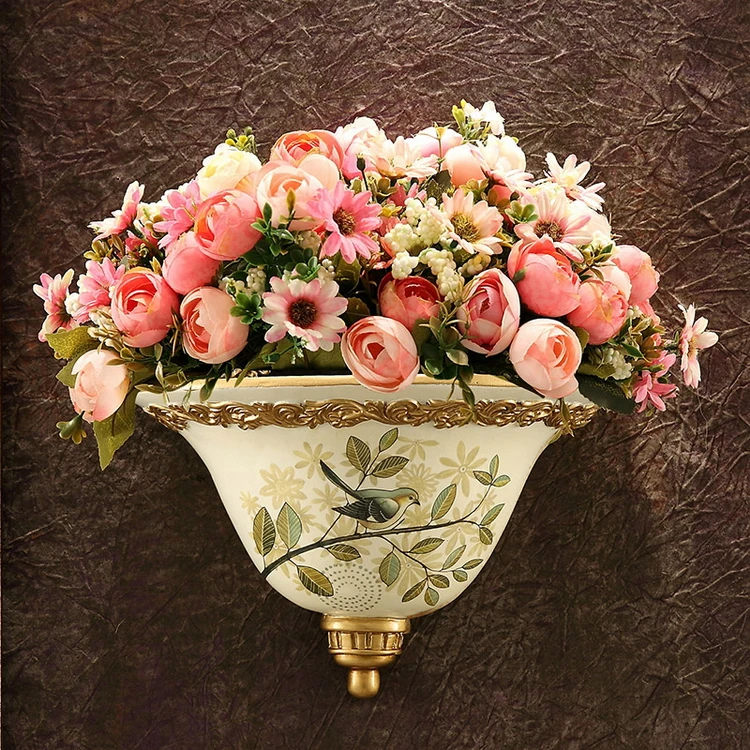 Настенная Цветочная ваза для свадебного украшения ручной работы, скульптура из смолы, статуя, искусственные цветы, вазы для дома, гостиной, современный декор