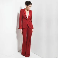 Ivory Women Tuxedos Shawl Lapel Female Trouser Suit Ladies Office Uniform Elegant Pant Suits One Button Women Business Suits