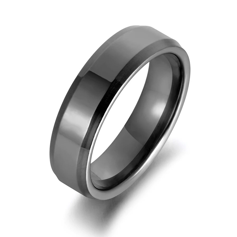 Черное оружие с покрытием матовый нержавеющий кольца для мужчин и женщин пара Титановый стальной Свадебный кольцо ювелирные изделия дропшиппинг ZR18114B - Цвет основного камня: 6mm