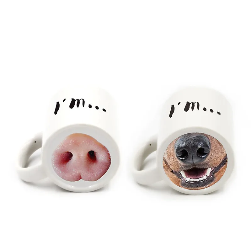 

Creative ceramic mug cute coffee cup dog and Pig Nose mugs tea cups drinkware drink holder With Box milk container gift craft
