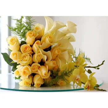 

Diamonds picture dmc cross-stitch A bunch of yellow roses Diamond flower Embroidery home decor pattern rhinestone crystals H1412
