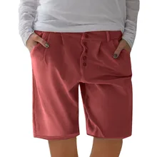 WOMAIL Продукт Модные Женские однотонные удобные крутые хлопковые и льняные карманы повседневные винтажные красные шорты Z30604