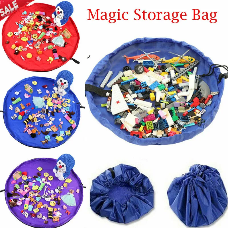 Waterproof Storage Bags Drawstring Bags Lace up Foldable Kids Play Mat 150CM Toys Magic Storage Bags