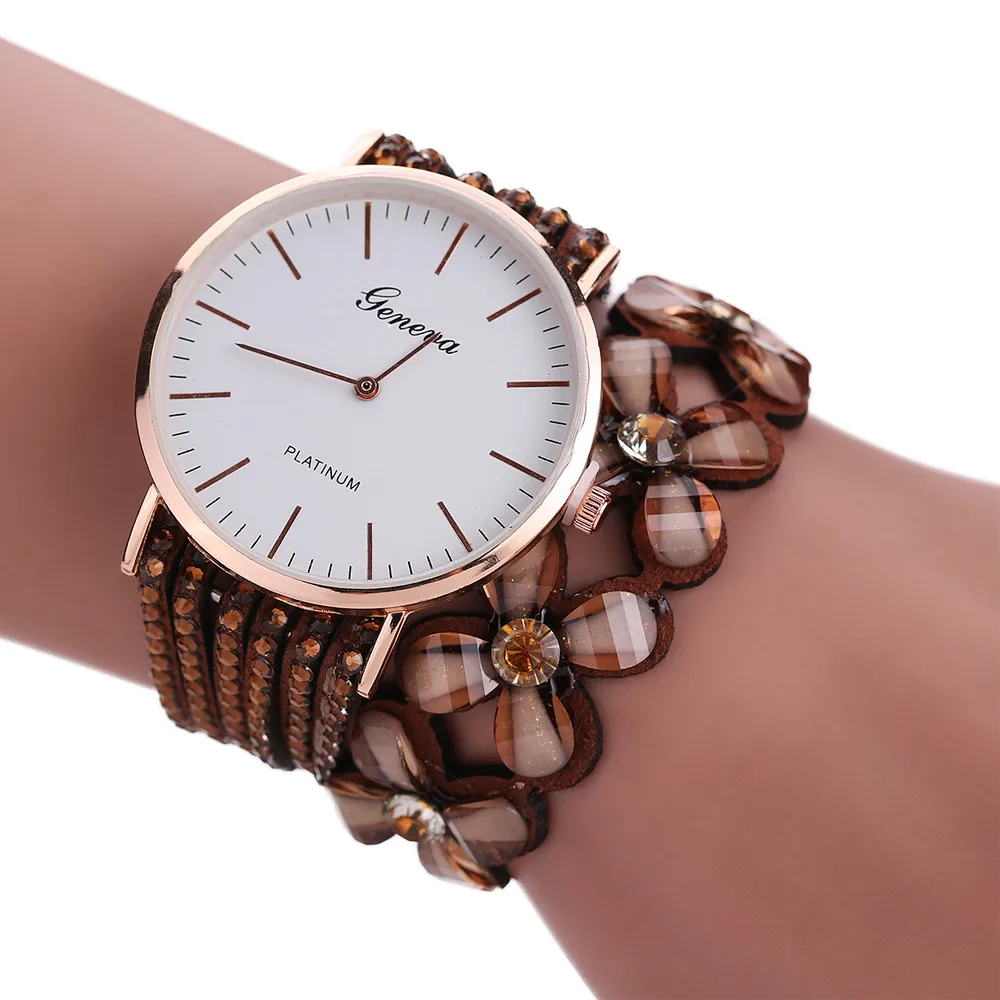 Новые женские часы geneva модный браслет relogio Мода Досуг для женщин s кварцевые часы браслет Кристалл бриллиантовые Наручные часы