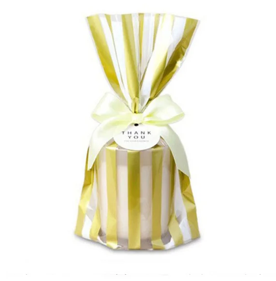 100 шт Золотая Марка в горошек полосатая сумка для печенья пакет для конфет Печенье десертные сумки вечерние подарочные пакеты