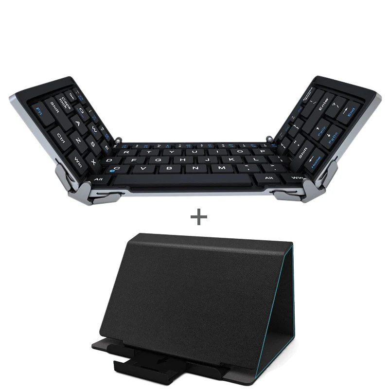 

Portable Foldable Bluetooth Keyboard Folding Long Standby Time Easy to Use has Multimedia Keys with Hard Case and Holder KH01