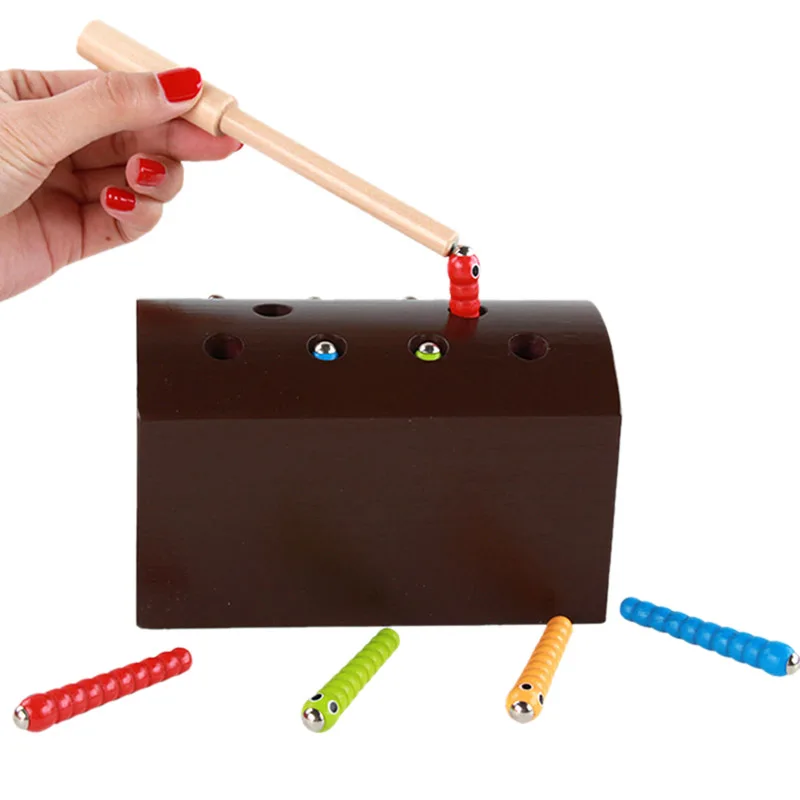 Детская деревянная Магнитная игрушка ловить червей красочные насекомые ловить насекомых исследуя Навыки обучения игрушка для раннего