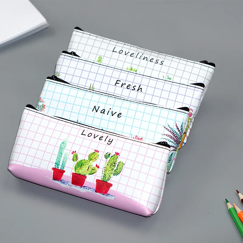 

1pc Kawaii Cactus Pencil Cases Material Escolar Students Pen Bags Girl Gift Makeup Brushes Storage Bags School Office Stationery