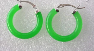

11.23 stunning big round green natural jade dangle earrings Discount 35%