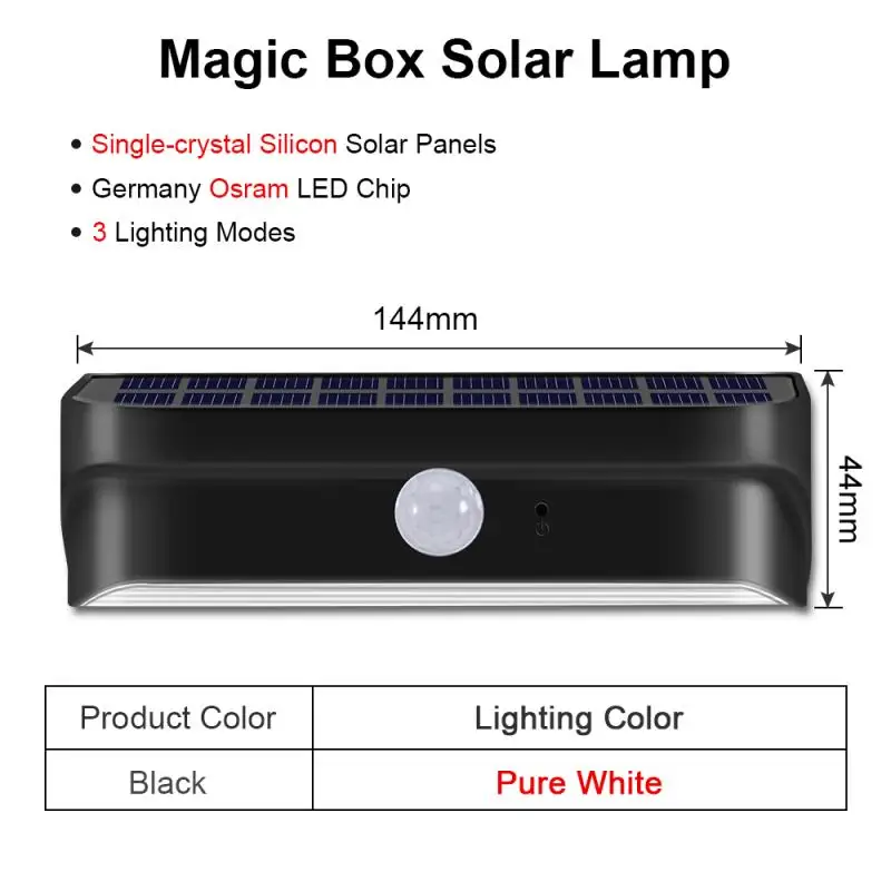 CHIZAO открытый настенный светильник солнечной энергии PIR датчик движения IP65 Водонепроницаемый модный многоцветный энергосберегающий внутренний солнечный свет - Испускаемый цвет: Black-Pure White