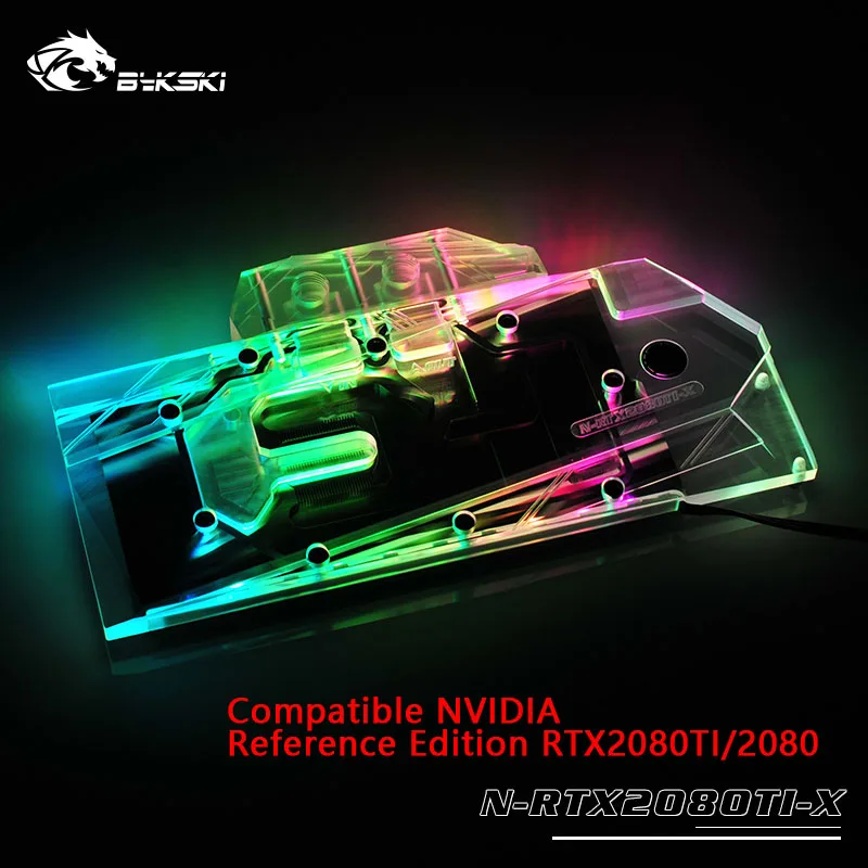 Водоблок Bykski для NVIDIA GeForce RTX 2080Ti/2080 Founders Edition 11GB GDDR6/Reference Edition/медный блок с полным покрытием