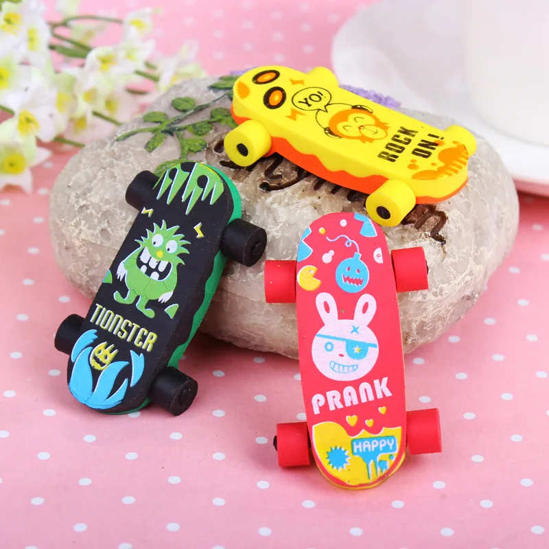 cute school eraser kawaii skateboard pencil erasers for kids rubber