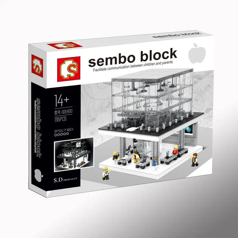 

2017 New Apple flagship store Toy building blocks bricks sembo 1116pcs CREATORS LED mini street scene city gift boy Minifigure