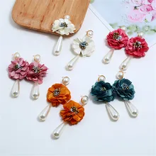 5 renk yeni çiçek inci uzun basit küpe moda avrupa ve amerikan küpe vahşi bayanlar moda takı toptan(China)