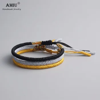 

AMIU 3PCS Multi Color Tibetan Buddhist Love Lucky Charm Tibetan Bracelets & Bangles For Women Men Handmade Knots Rope Bracelet