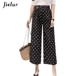 Jielur/летние клетчатые женские брюки в полоску с принтом в горошек, шифоновые модные женские брюки в стиле бохо, брюки в стиле Харадзюку