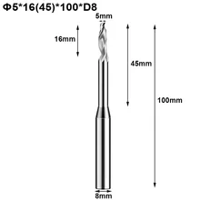 3 шт. HSS Одна Флейта концевая мельница 5x16x100xD8 HSS с одной канавкой алюминий медная Резка CNC Токарный фрезерный станок торцевая фреза инструмент