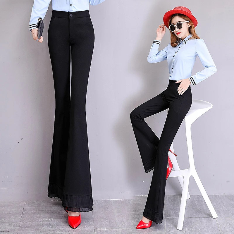 

Women's spring new bell-bottom women's autumn and winter micro-la pants was thin trousers stretch Slim wide-leg pants women