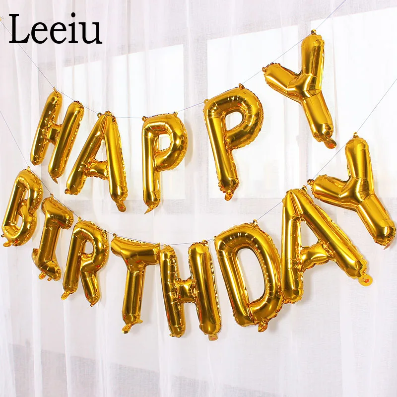 

Leeiu 16 Inch Happy Birthday Balloons Alphabet Letters Hanging Ballon Birthday Decorations Foil Balloons Garland Party Supplies