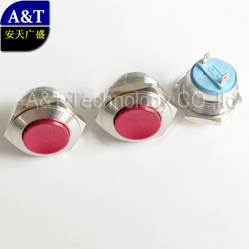 

Factory supply Red color button 16mm off/on small metal anti-vandal momentary NO push button switch waterproof ip67