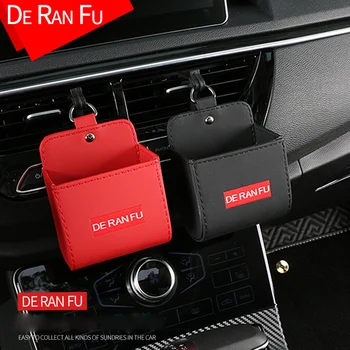 

E-FOUR Car Auto Air Vent Leather Tidying Storage Hanging Bag Case Organizer for Keys Coin Cell Phone & Glasses Universal Vehicle