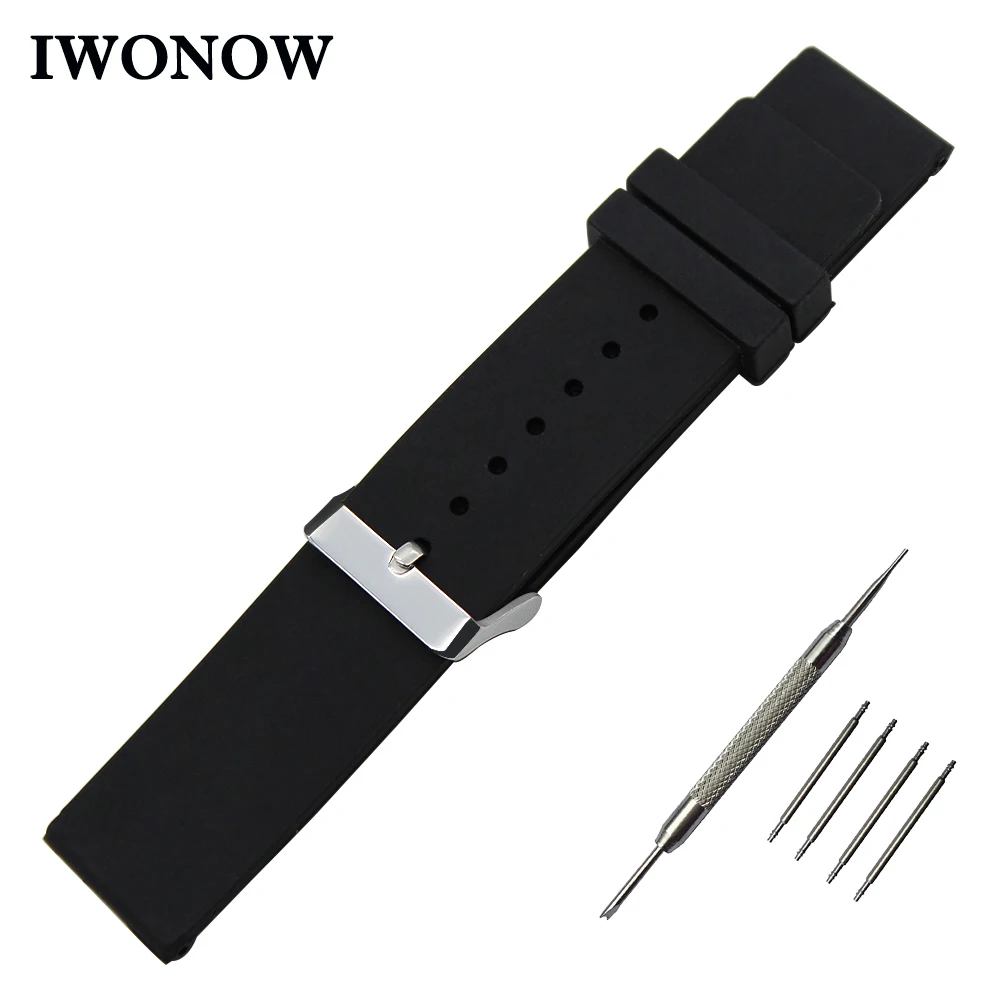 

Silicone Rubber Watch Band for Pebble Time Round 20mm / Bradley Timepiece Stainless Steel Pin Buckle Strap Wrist Belt Bracelet