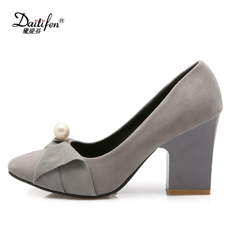 

Daitifen Size 33-44 Pointed Toe Women Thick Heel Pumps High Heels Shoes Women Office Work Lady Sapatos Feminino Ol Footwears