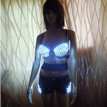 Новинка Женский светодиодный костюм с светящимися шортами люминесцентная одежда костюм с подсветкой наряд неоновая бра