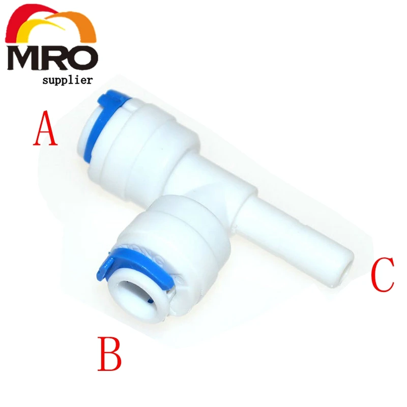 

1/4" OD Tube Quick Connection 1/4" Pipe Type T Connector RO Water Reverse Osmosis Aquarium System Connector Fitting ST023 A