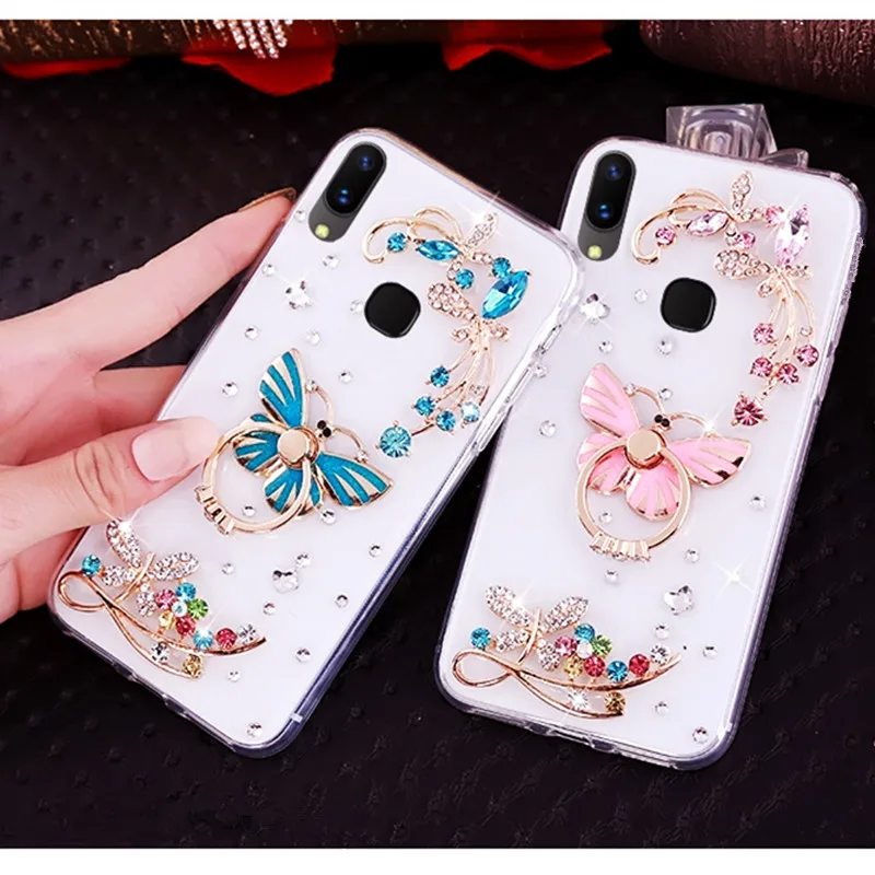 

3D Dream Butterfly Rhinestone Phone Case For Xiaomi MI 8 SE M8Lite Mi6 Plus M5 Mi 5S Plus 5X 6X A1 A2 MI5C Hard Back Cover