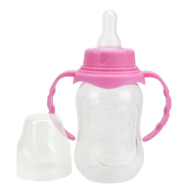 Бутылочка для кормления ребенка розового и синего цвета, стандартный размер воды для кормления ребенка, автоматическая бутылка для защиты от скольжения - Цвет: Розовый