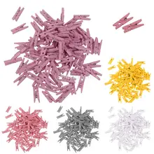 MagiDeal 100pcs Mini Wooden Pegs Clothes Pins Photo Paper Peg Clothespin Craft Clips Wood Clothespins Decoration