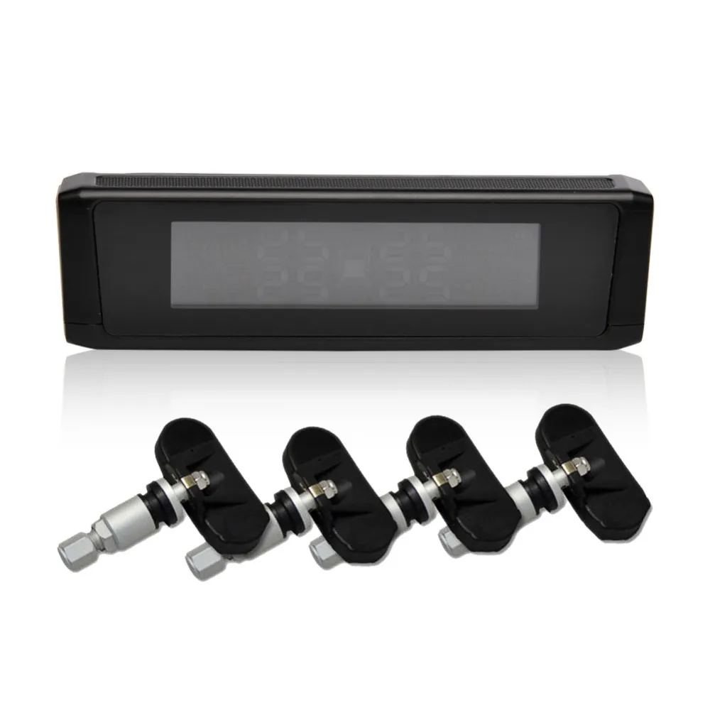 

Solar Power USB TPMS Car Tire Pressure Monitoring System LCD Display 4 External Sensors for VW TYT SUV Temperature Warning
