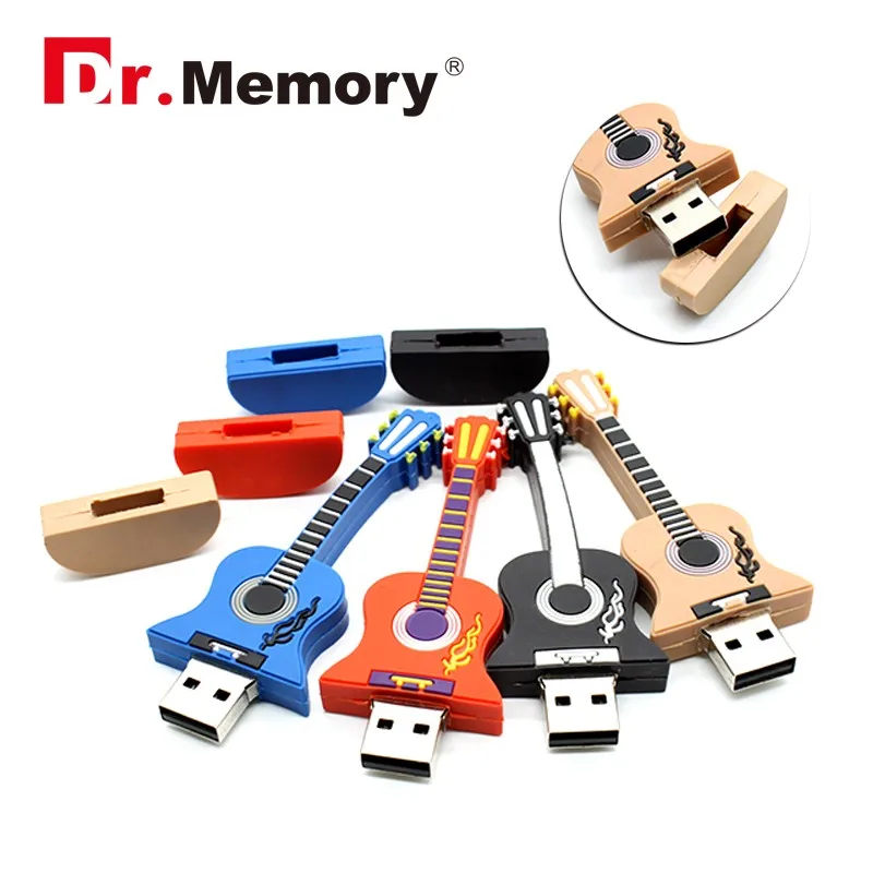 Dr. Memory Guitar USB флеш-накопитель мультяшный флеш-накопитель силиконовый USB накопитель 4G 8G 16G 32G USB 2,0 Флешка Рождественский подарок 4 цвета