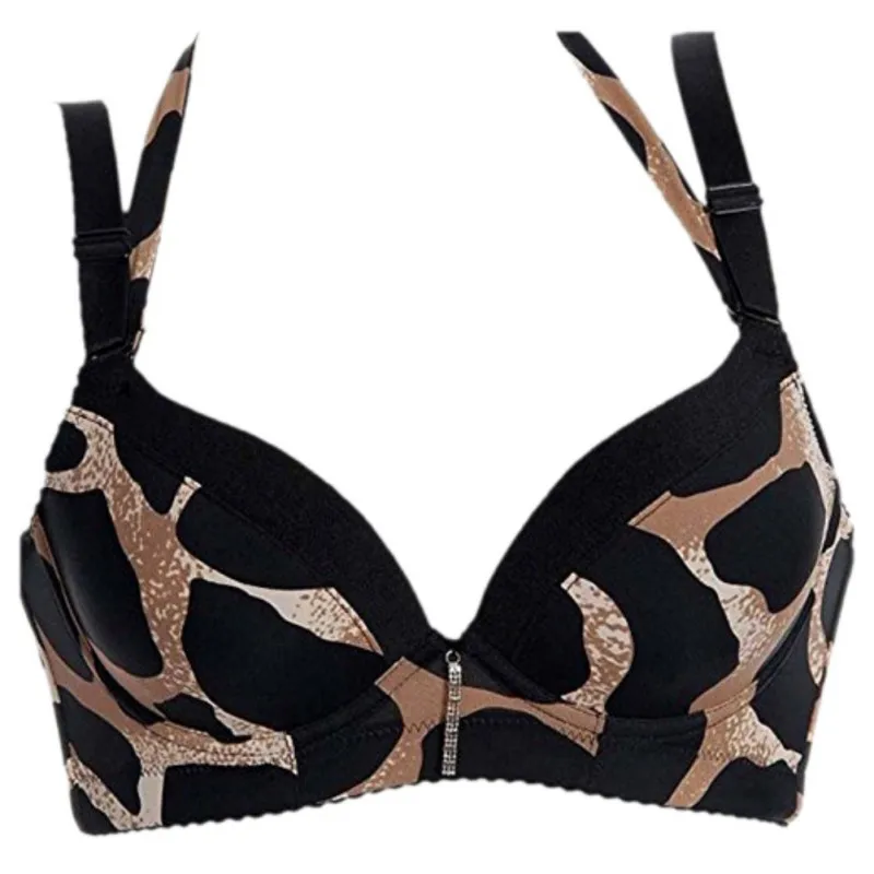 New Design Fashion Bra Underwear Leopard Push Up Bra Double Baldric Padded Underwire A/B/C Cup