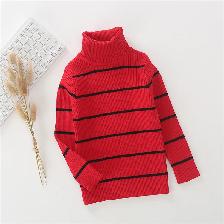 Camisola do Bebê Moda Listra Quente Sólida Algodão Meninos Camisolas Pollover Respirável Macio Malha Topos Outono Crianças Roupas 1-6y Cor 5 High Quality Mamãe e Bebê