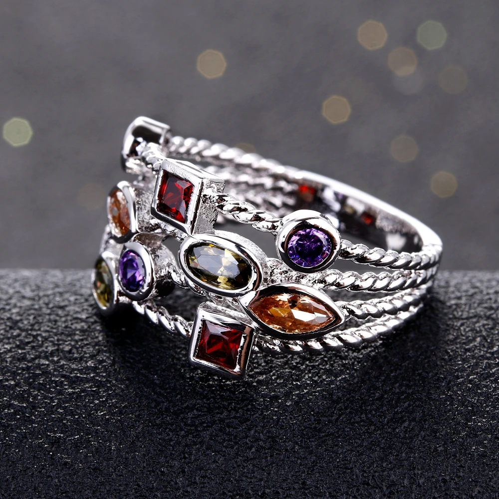 Nasiya разноцветные модные циркониевые винтажные кольца для мужчин и женщин, серебряные ювелирные изделия, юбилей, помолвка, вечеринка, подарок на день рождения
