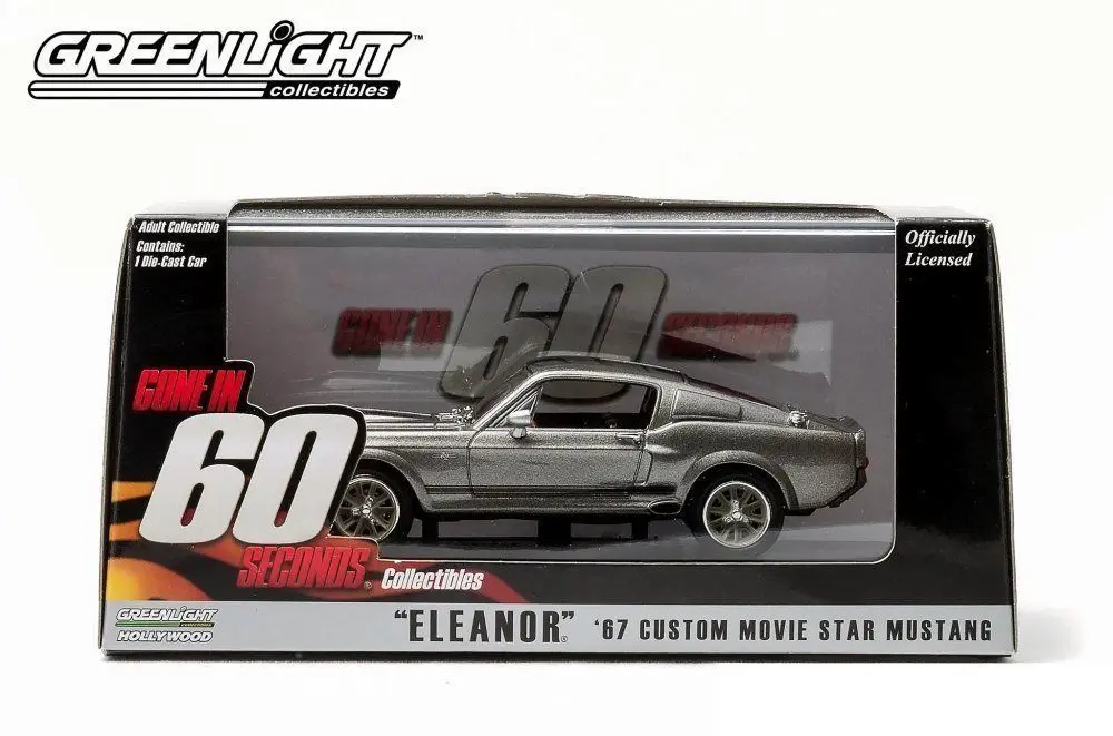 Зеленый светильник 1:43 1967 на заказ Ford Mustang Eleanor игрушечная машинка из сплава игрушки для детей литая под давлением модель автомобиля подарок на день рождения