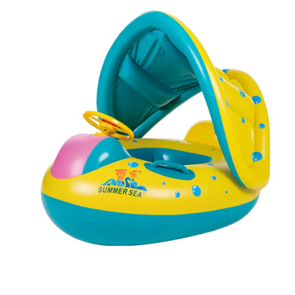 2018 новый безопасный плавательный круг надувной круг водяная подмышка плавающий детский бассейн плоты сиденье с защитой от солнца Лодка