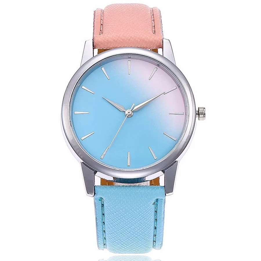 Новый vansvar бренд кварцевые часы Для женщин Ретро Радуга Дизайн кожаный ремешок аналоговые сплава кварцевые наручные часы спортивные