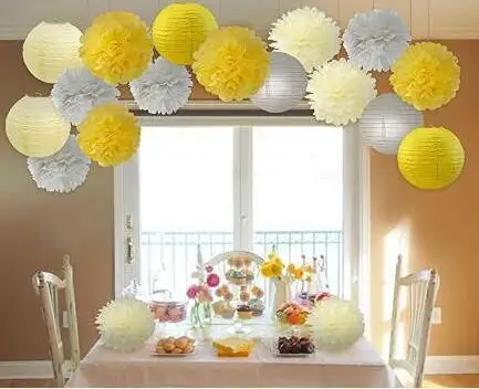 yellow and gray elephant baby shower decorations