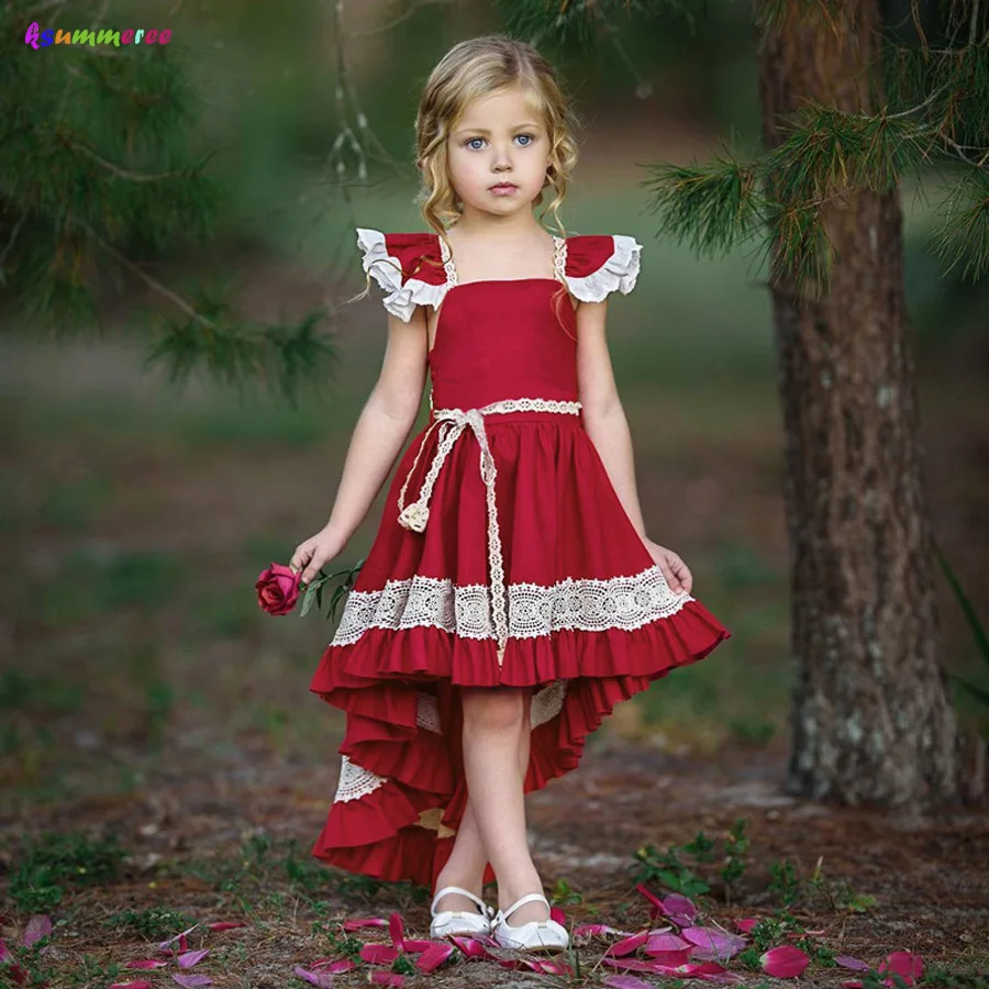 Baby Kids Girls Lace Princess Formal Gown Dress Summer Toddler Sleeveless Sundress Ruffle Party Bridesmaid Pageant Dresses | Детская