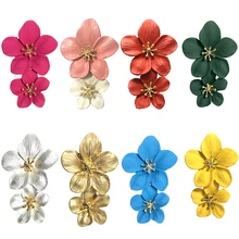 Трендовые серьги-капли с розовыми цветами для женщин, ювелирные изделия для свадебной вечеринки, металлические двойные женские серьги-подвески