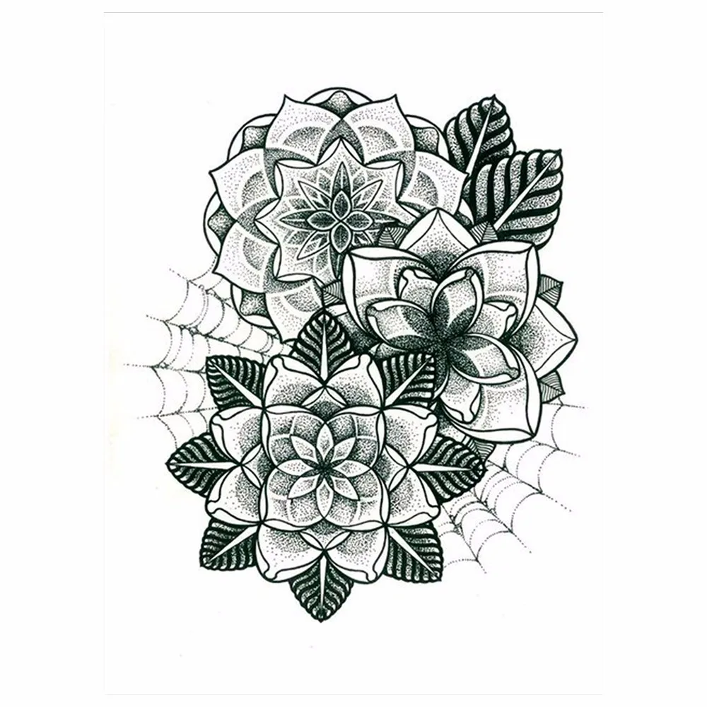 1pc Temporary Tattoo Body Art Sticker KM-028 Spider Web Flower Picture Design Fake Decal Waterproof Tattoo Sticker for Women Men (2)