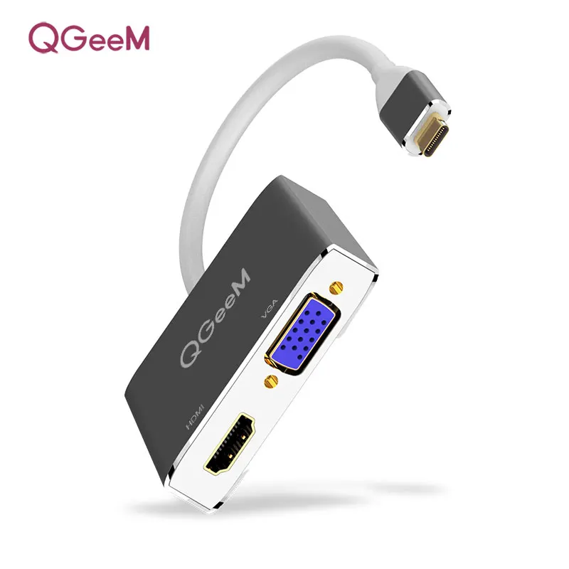 QGeeM USB C HDMI VGA Adapter USB Type c to HDMI 4K Male to Female for